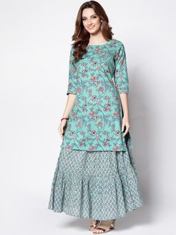 Sera - Aqua Pure Cotton Printed Skirt