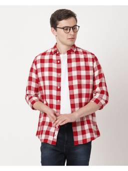 Lee - Men Checked Red Shirt (Slim)