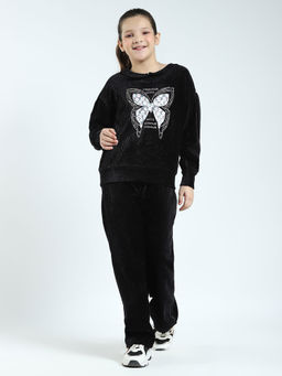 Monte Carlo - Black Girls Sweatshirt with Track Pant (Set of 2)