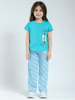 Monte Carlo - Green Girls Printed T-shirt with Pant (Set of 2)