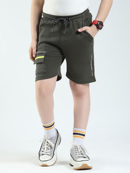 Monte Carlo - Olive Boys Printed Regular Fit Shorts