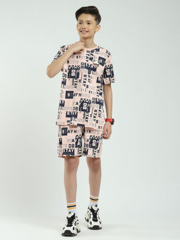 Monte Carlo - Peach Boys Printed T-shirt with Shorts (Set of 2)