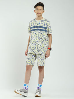 Monte Carlo - Beige Boys Printed T-shirt with Shorts (Set of 2)