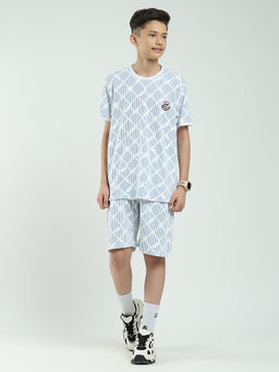Monte Carlo - Blue Boys Printed T-shirt with Shorts (Set of 2)