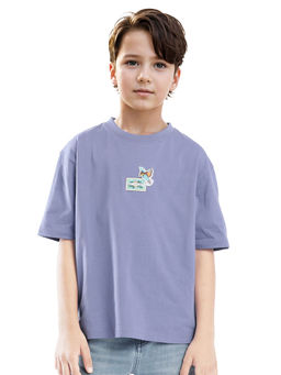 RARE ONES - Faun Light Purple Cotton Solid Oversized Fit T-shirt