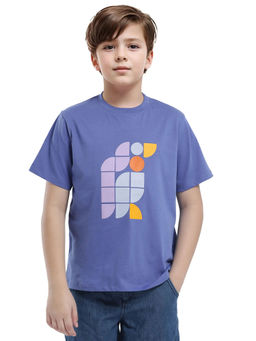 RARE ONES - Persh Blue Cotton Blend Printed Regular Fit T-shirt