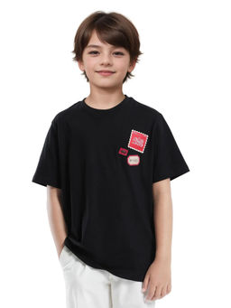 RARE ONES - Orbo Black Cotton Blend Printed Regular Fit T-shirt