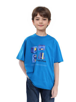 RARE ONES - Milo Blue Cotton Blend Print T-shirt