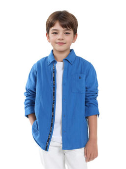 RARE ONES - Presto Blue Cotton Full Sleeve Solid Shirt