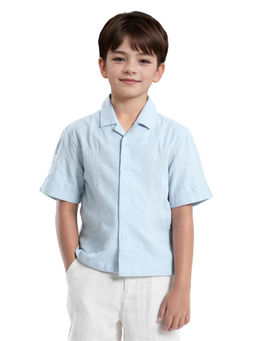 RARE ONES - Uno Blue Cotton Solid Regular Fit Shirt