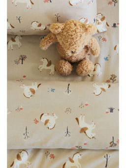 H&M - Beige Patterned Cotton Fitted Sheet