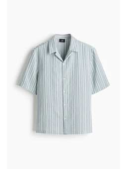 H&M - Men Turquoise Regular Fit Lyocell-Blend Resort Shirt