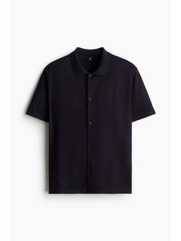 H&M - Men Blue Regular Fit Fine-Knit Shirt
