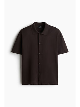 H&M - Men Brown Regular Fit Fine-Knit Shirt