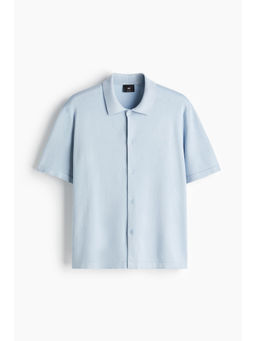 H&M - Men Blue Regular Fit Fine-Knit Shirt