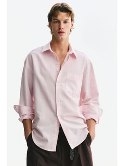 H&M - Men Pink Relaxed Fit Linen-Blend Shirt
