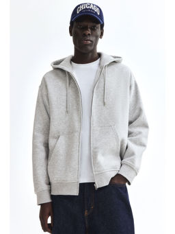 H&M - Men Grey Loose Fit Zip-Through Hoodie