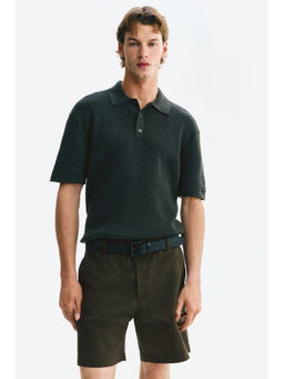 H&M - Men Green Regular Fit Cotton Chino Shorts