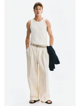 H&M - Men White Slim Fit Ribbed Vest Top