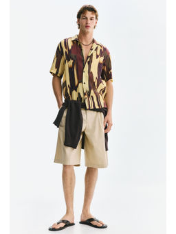 H&M - Men Yellow Relaxed Fit Textured resort shirt