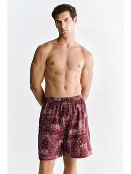 H&M - Men Red Patterned Swim Shorts