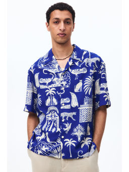 H&M - Men Blue Relaxed Fit Printed Resort Shirt