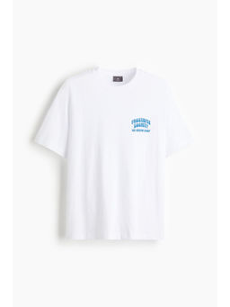 H&M - Men White Loose Fit Printed T-Shirt
