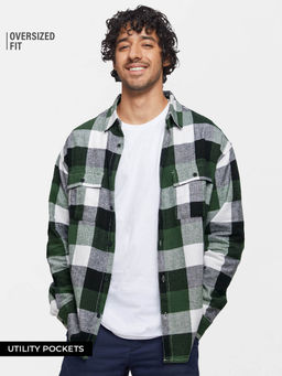 The Souled Store - Plaids Green Black White Men Utility Shirt