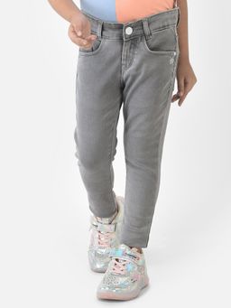 CRIMSOUNE CLUB - Girls Grey Jeans with Logo Detailing