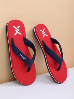 Carlton London - Solid Navy Blue & Red Thong Flip-flops