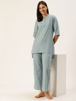 Clt.s - Women Blue Kurta and Palazzo (Set of 2)