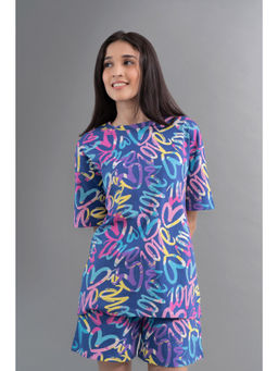 NeceSera - Cozy Heart Cotton Blue Regular Shorts