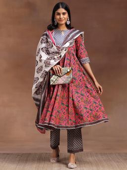Libas - Pink Pure Cotton Printed Kurta sets for Women