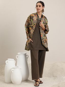 Libas - Brown Wool Blend Solid Kurta Sets for Women