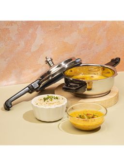 VINOD - 18-8 S Steel Deep Pan Outer Lid Pressure Cooker (Ind. Friendly)