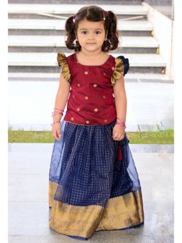 EKANTA - Haasna Red Mini Choli and Lehenga (Set of 2)