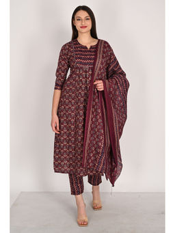Rajnandini - Women's Cotton Blend Jaipuri Printed Kurta with Pant & Dupatta (Set of 3)