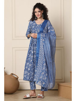 Rajnandini - Women's Cotton Blend Floral Printed Kurta with Pant & Dupatta (Set of 3)