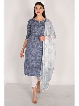 Rajnandini - Women's Pure Cambric Cotton Bandhani Kurta with Pant & Dupatta (Set of 3)