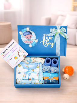 Little Surprise Box - Blue Joy New Born Baby Gift Hamper Set Blue (6-12 Months)