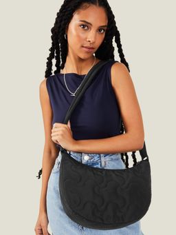 Accessorize London - Women Black Large Quilted Sling Bag