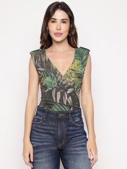 Guess - Multicolor Printed V-Neck Rosalind Drape Top