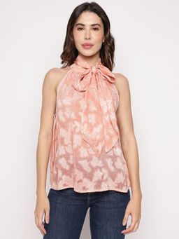 Guess - Peach Self Design Halter Neck Katia Top