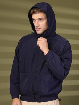 CHKOKKO - Men Polyester Winter Sports Windcheater Navy Blue
