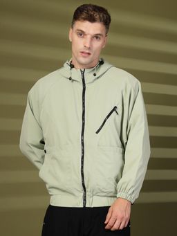 CHKOKKO - Men Polyester Winter Sports Windcheater Green