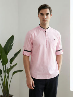 KUONS AVENUE - Pink Solid Plain Short Kurta