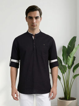 KUONS AVENUE - Brown Solid Plain Short Kurta
