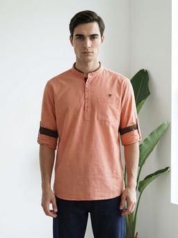 KUONS AVENUE - Orange Solid Plain Short Kurta