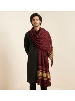 MUFFLY - Maroon Woven Bandhani Dupatta