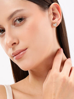 Carlton London - 18Kt Gold Plated Stainless Steel Heart Shell Stud Earrings